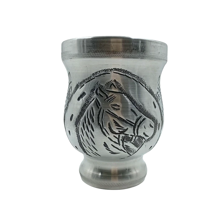 Mate de Algarrobo Forrado Cincelado con Diseño de caballo 1