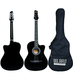 ¡Incluye afinador capo y cuerdas! Guitarra Acústica Bilbao cuerda metálica BIL-38C-BK