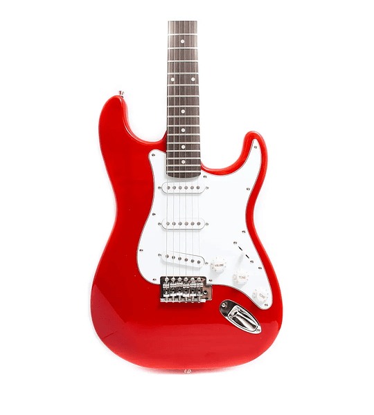 ¡Incluye amplificador, afinador, funda, capo, cable, y cuerdas! Guitarra Electrica XGTR Stratocaster Roja ST111-RD