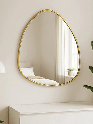 Espejo orgánico con marco de aluminio, 90 x 80 cm – Liquidación de stock