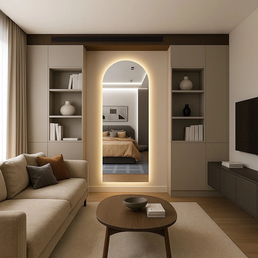 Espejo Ovalado estilo Pinterest con base recta y LED 150 cm / 170 cm – Rebajas 1