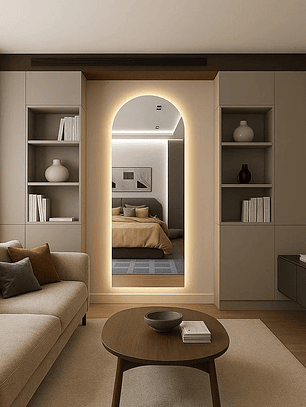 Espejo Ovalado estilo Pinterest con base recta y LED 150 cm / 170 cm – Rebajas