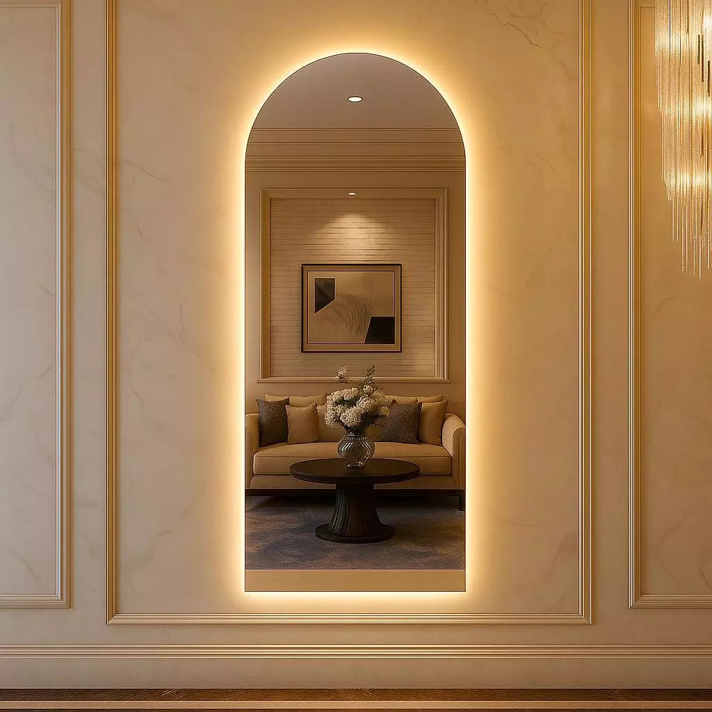 Espejo Ovalado estilo Pinterest con base recta y LED 150 cm / 170 cm – Rebajas 3