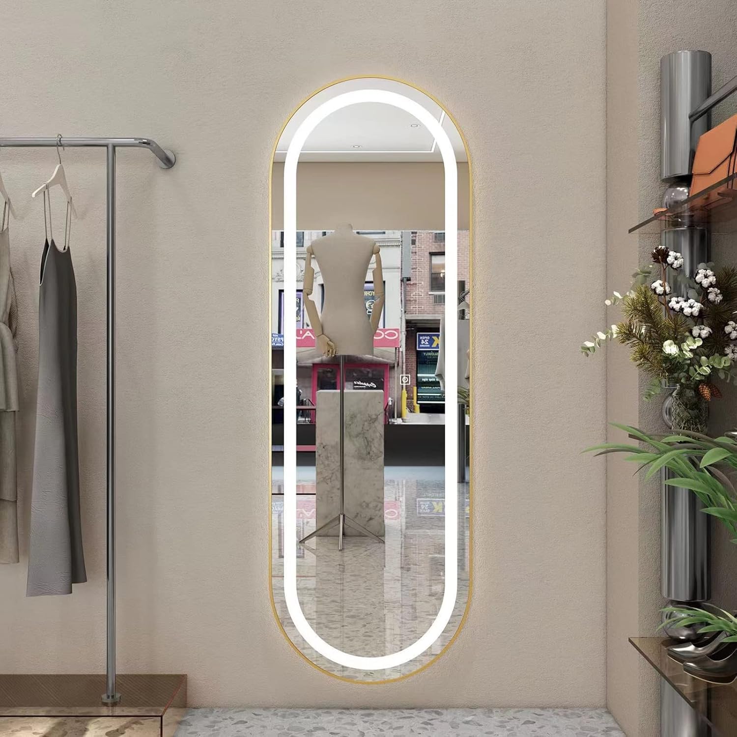 Espejo estilo Pinterest con LED TOUCH ovalado – Emery 170x70 cm – Liquidación 2