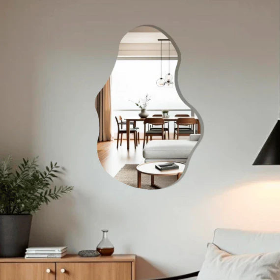 Espejo de cuerpo entero grande en estética orgánica, 115 x 60 cm, pulido, decorativo, en oferta. 1