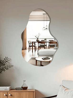 Espejo de cuerpo entero grande en estética orgánica, 115 x 60 cm, pulido, decorativo, en oferta.