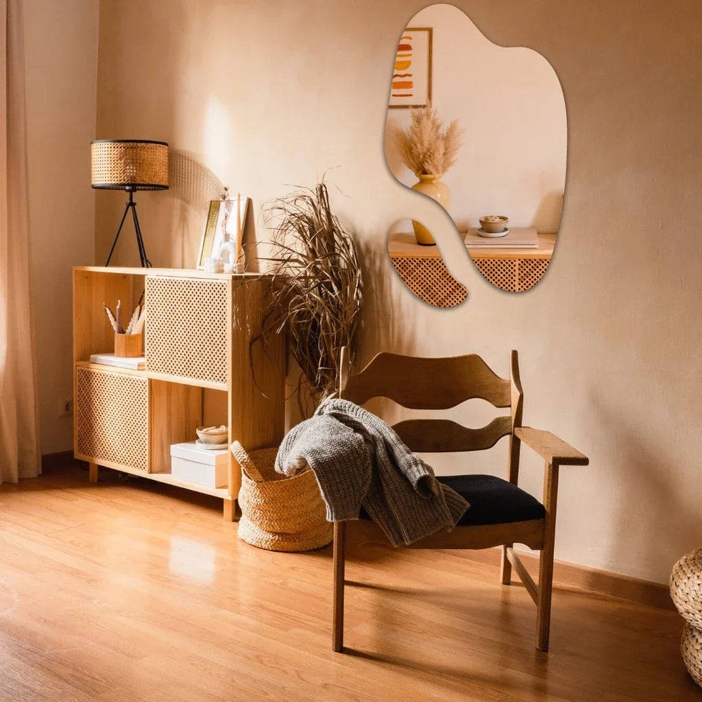 Espejo orgánico grande y elegante – Abstracto futurista decorativo (Set de 2 piezas) – Liquidación 1