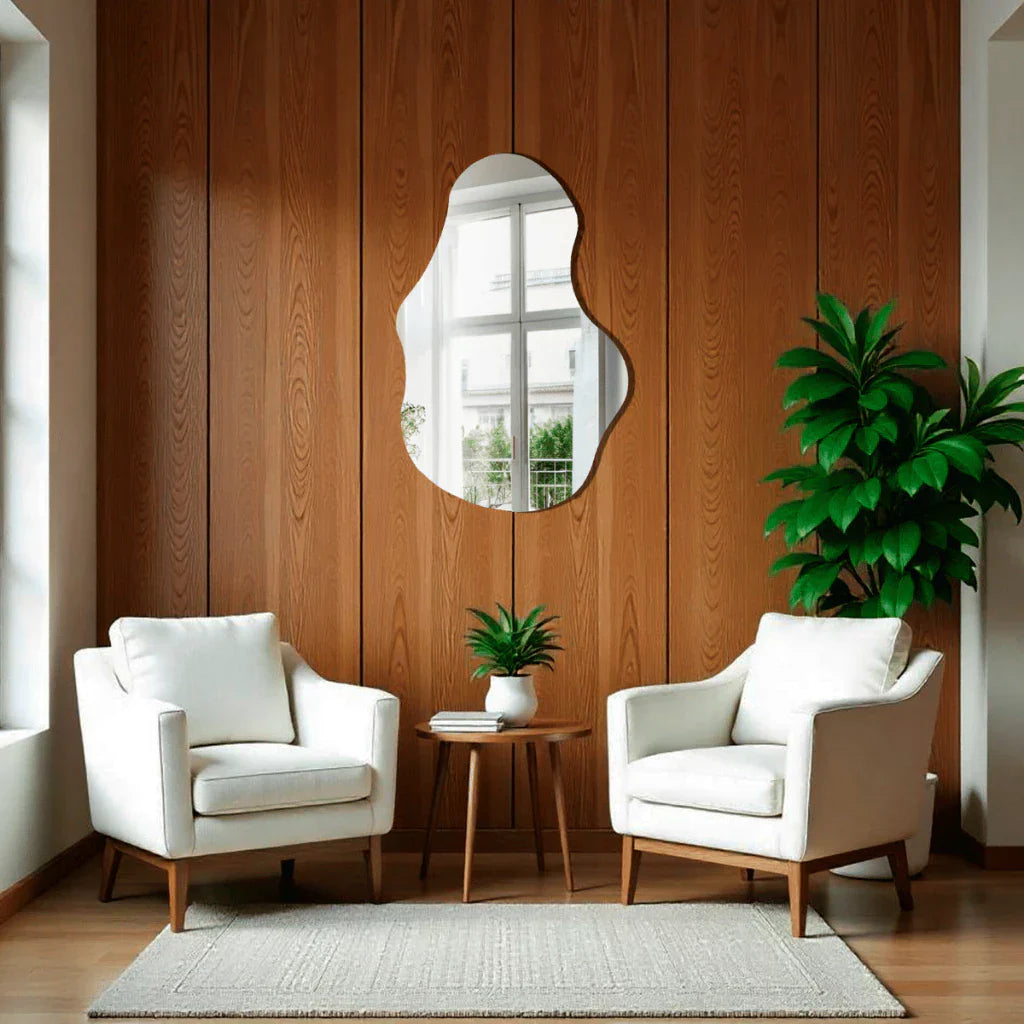 Espejo de cuerpo entero grande en estética orgánica, 115 x 60 cm, pulido, decorativo, en oferta. 3