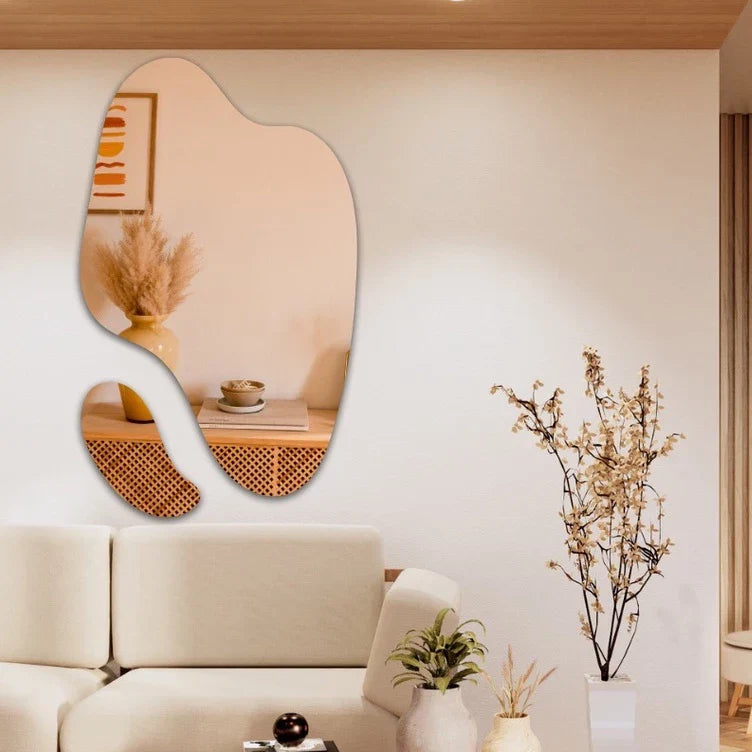 Espejo orgánico grande y elegante – Abstracto futurista decorativo (Set de 2 piezas) – Liquidación 3