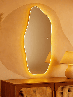 Espejo de cuerpo entero Lopazzi de diseño orgánico con LED Touch Frío/Cálido, 115 x 60 cm – Rebajas