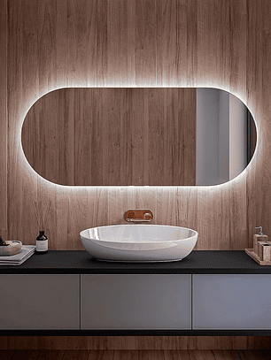 Espejo redondo estilizado con LED 80x40 cm — Edición Especial