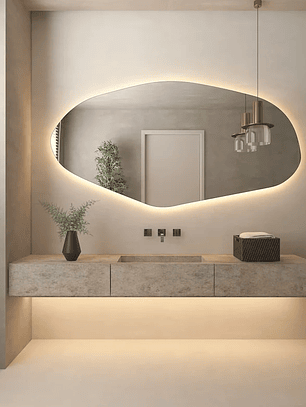 Espejo orgánico irregular con LED – 2,10 m x 0,80 m | Línea PRIME – Calidad PREMIUM
