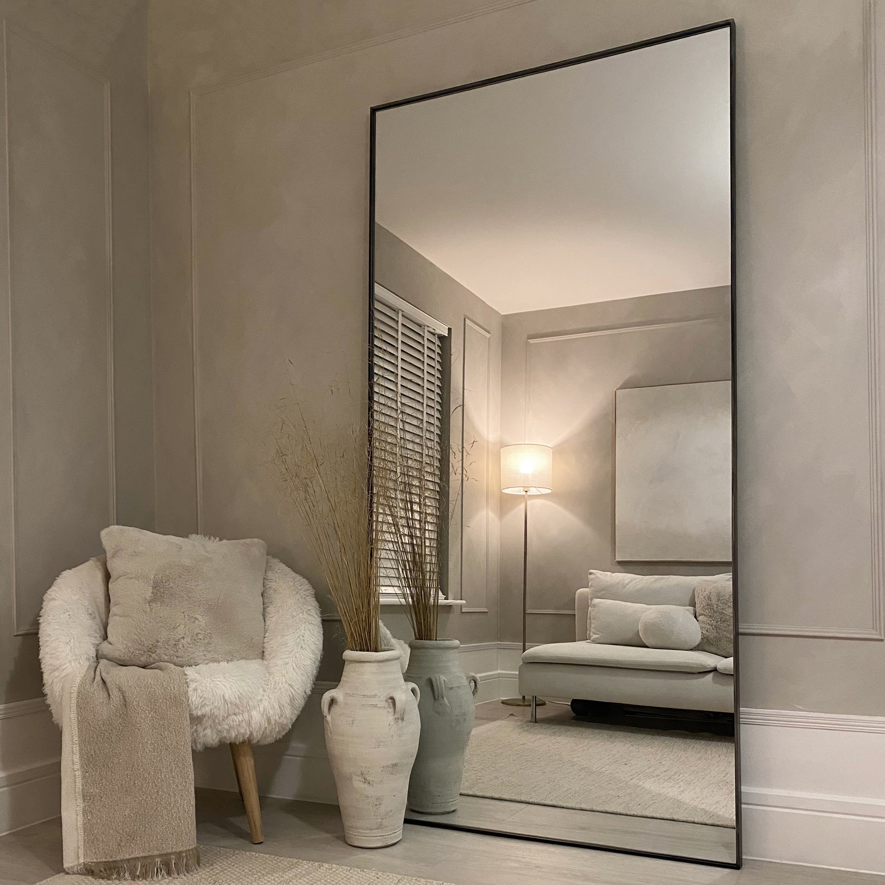 Xavril – Espejo de cuerpo entero de metal negro, extra grande, 200 cm x 100 cm 1