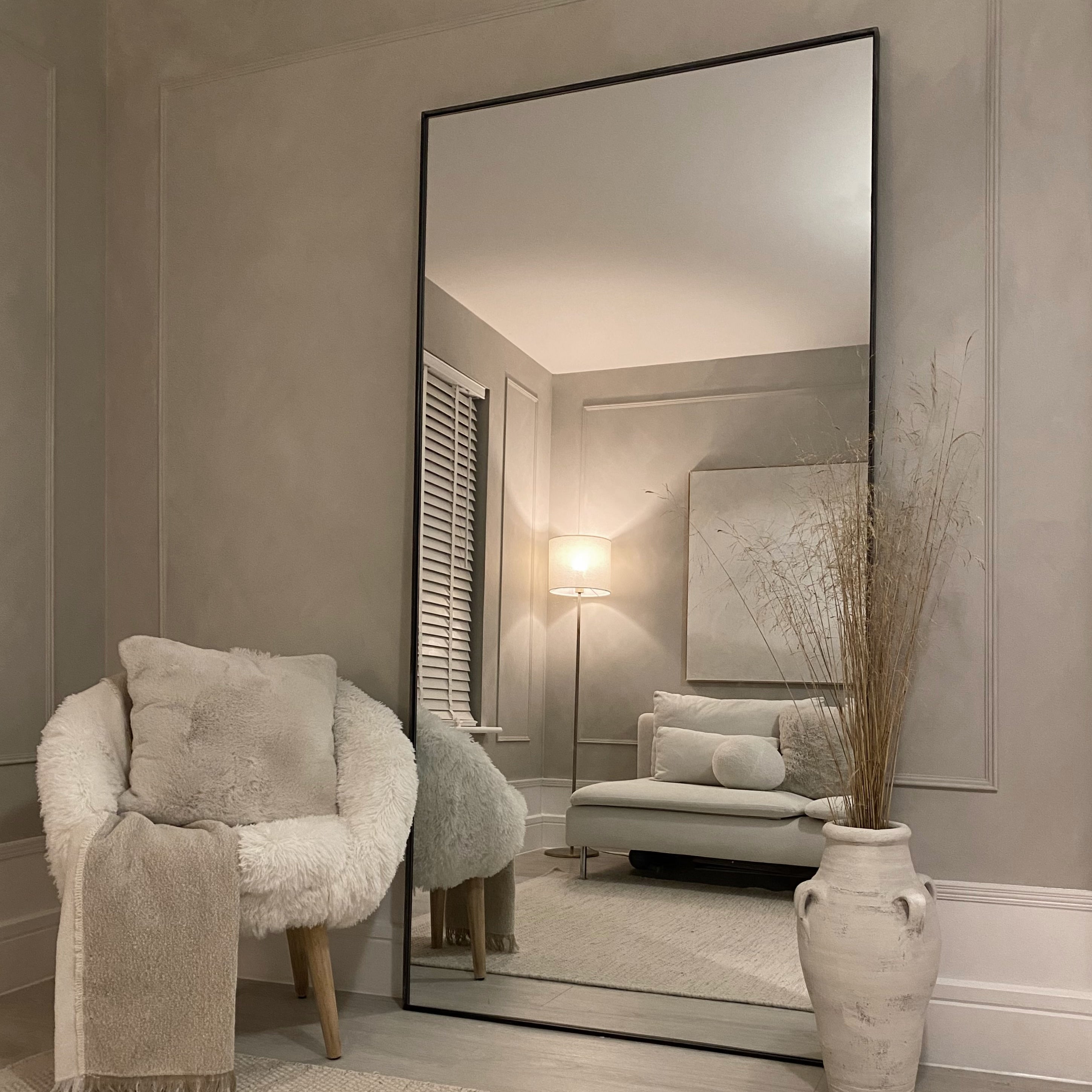 Xavril – Espejo de cuerpo entero de metal negro, extra grande, 200 cm x 100 cm 2