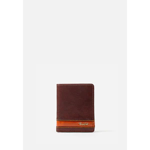 BILLETERA DE DOS CUERPOS EN CUERO ITALIANO Y DETALLES EN CONTRASTE