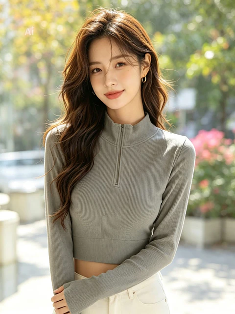 Poleron Crop Top Gris
