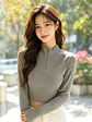 Poleron Crop Top Gris - Miniatura 1