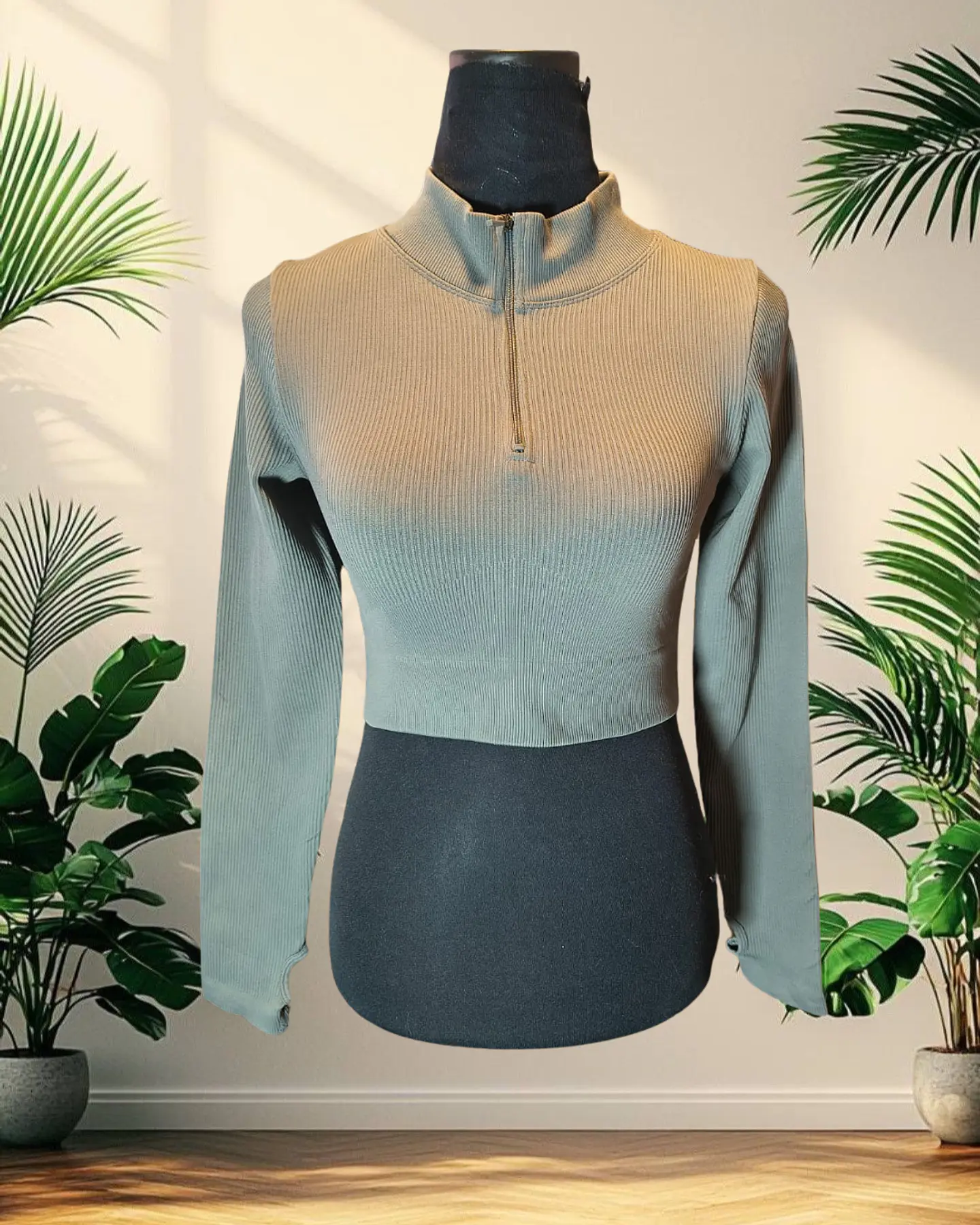 Poleron Crop Top Gris 2