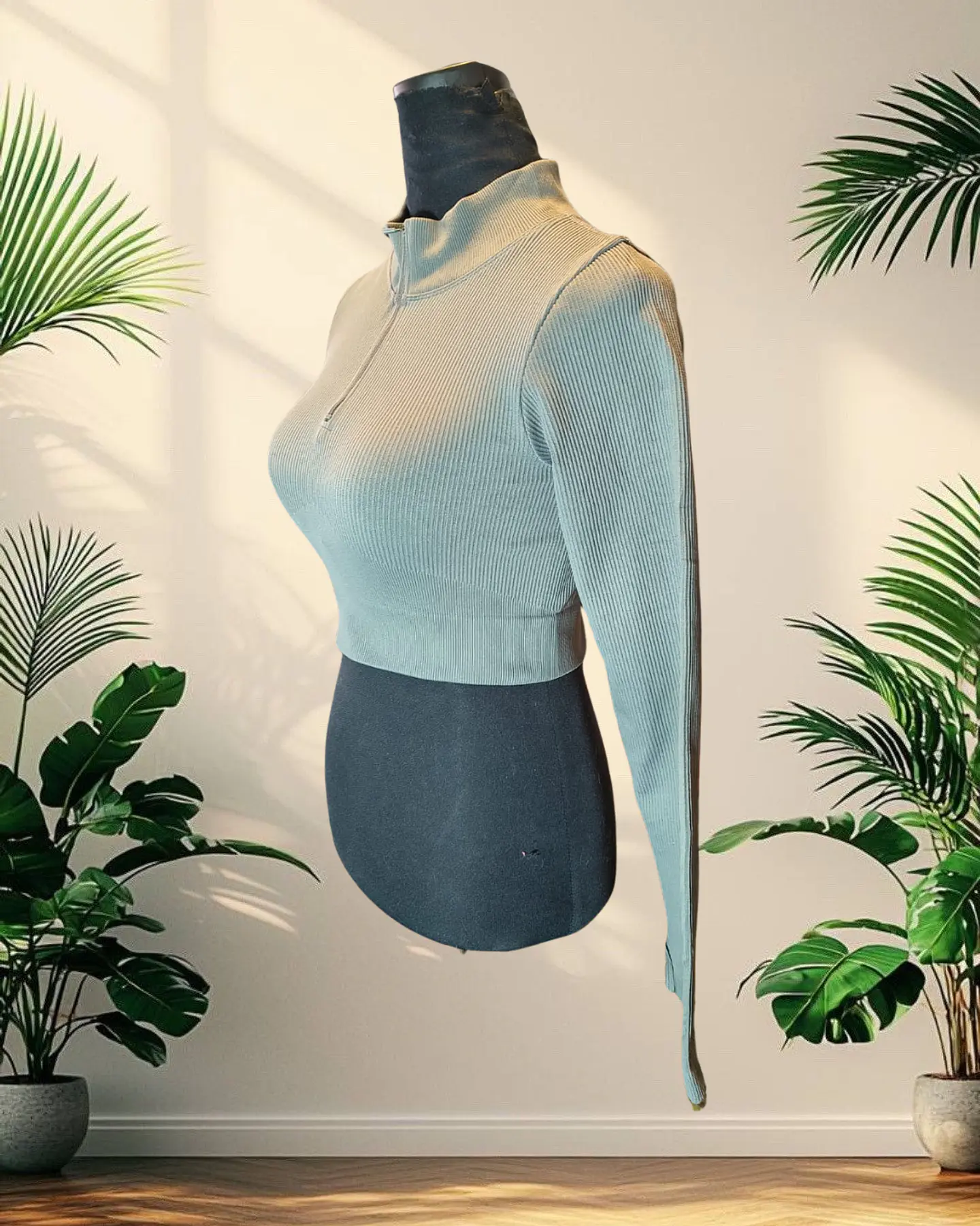 Poleron Crop Top Gris 4