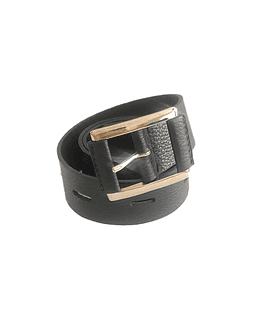 Cinturon de cuero negro hebilla cuadrada