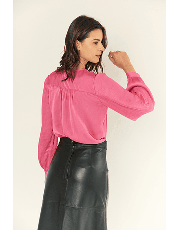 BLUSA AMELIA PLISADA FUCSIA 