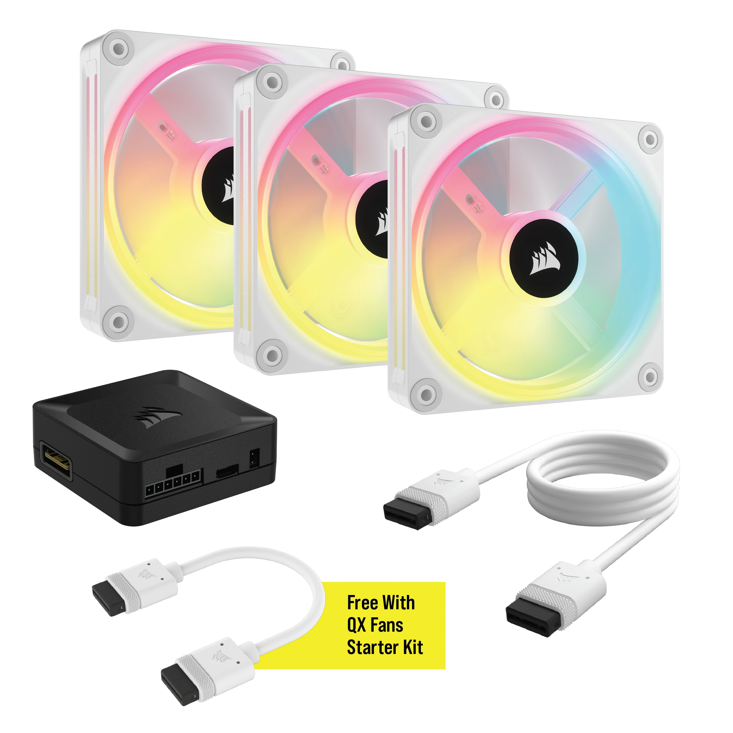 KIT DE FANS ICUE LINK QX120 RGB WHITE CORSAIR