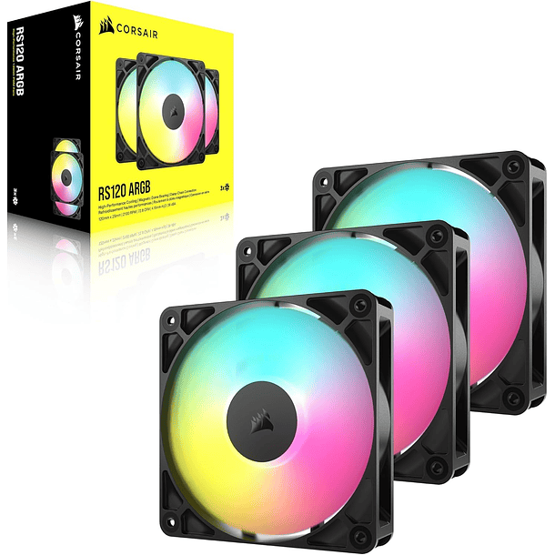 KIT DE 3 VENTILADORES ICUE RS120 ARGB NEGRO - CORSAIR 1