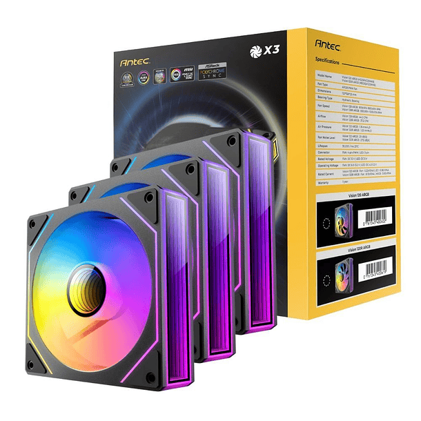 KIT DE 3 FANS ARGB VISION BLACK - ANTEC 2