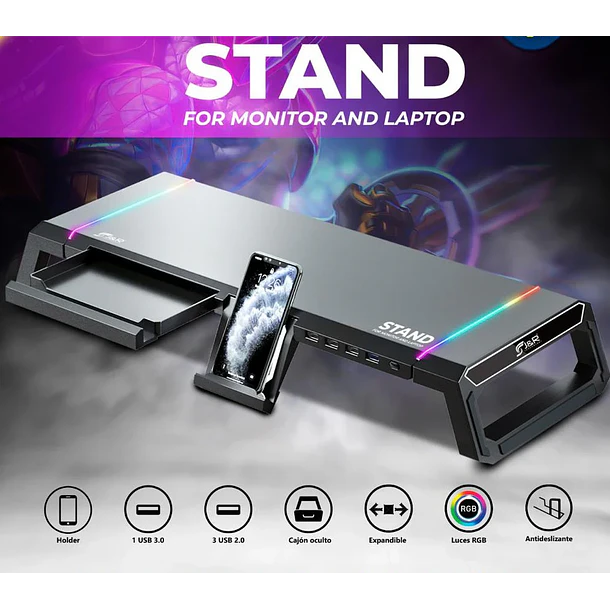 STAND BASE CARGA RGB - ESTACION GAMER 3