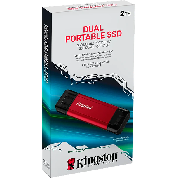 SOLIDO EXTERNO 2TB DUAL TIPO C Y USB PORTABLE - KINGSTON 1