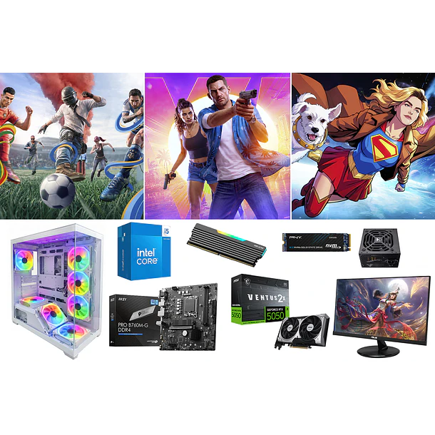 COMBO CUBICO WHITE / CORE I5 14600KF + RTX 5050 1