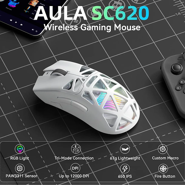 SCYTHER RGB INALAMBRICO BT RGB BLANCO - AULA 4