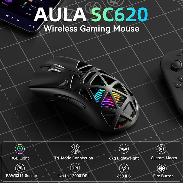 SCYTHER RGB INALAMBRICO BT RGB NEGRO - AULA 3