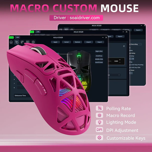 SCYTHER RGB INALAMBRICO BT RGB PINK - AULA 5