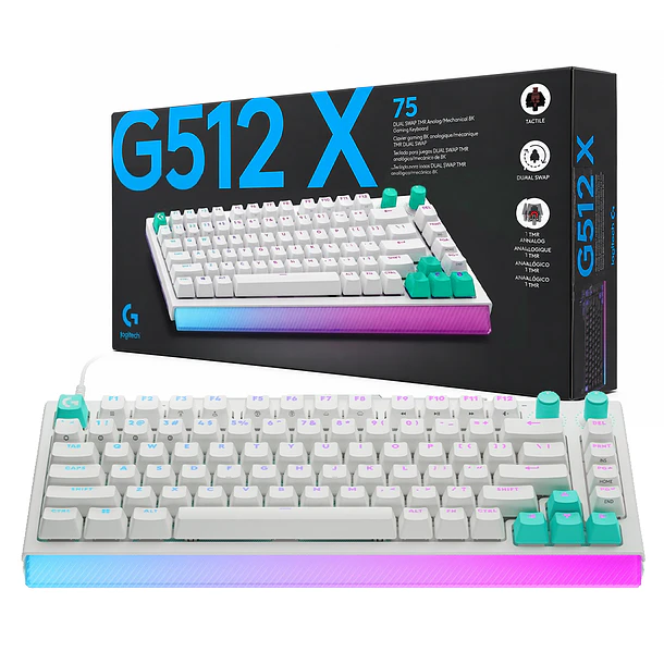 G512 X MECANICO 75% RGB WHITE - LOGI 1