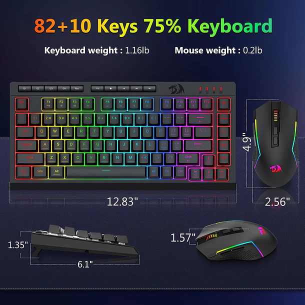 COMBO / 2 EN 1 TECLADO FLY KEY + MOUSE RGB - REDRAGON 3