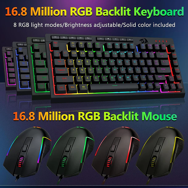 COMBO / 2 EN 1 TECLADO FLY KEY + MOUSE RGB - REDRAGON 5