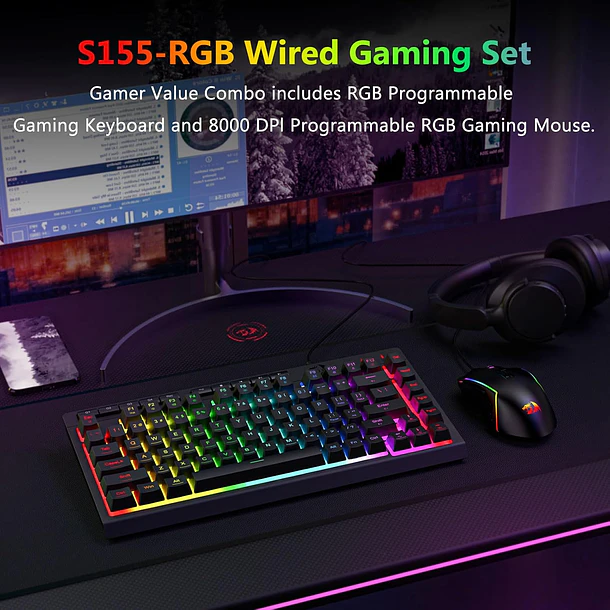 COMBO / 2 EN 1 TECLADO FLY KEY + MOUSE RGB - REDRAGON 8