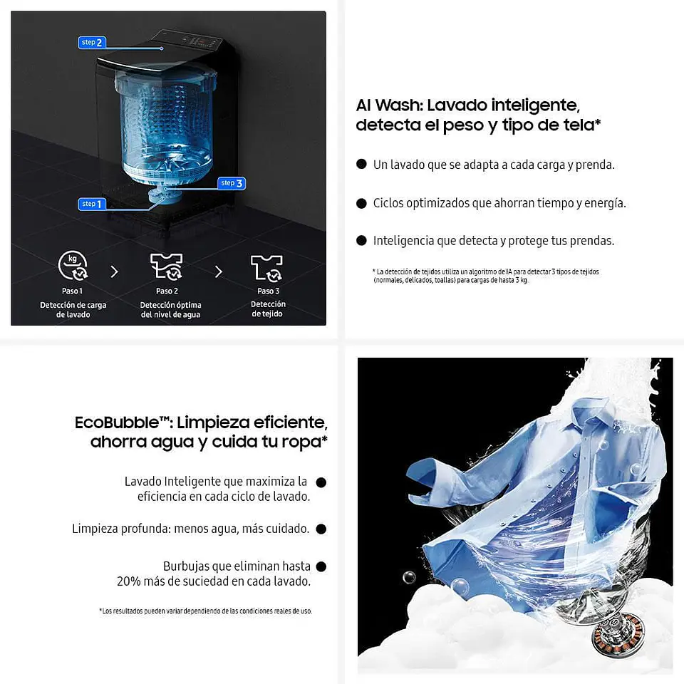 Lavadora SAMSUNG Carga Superior 19 kg (42 lb) WA80F19S8BCO 8