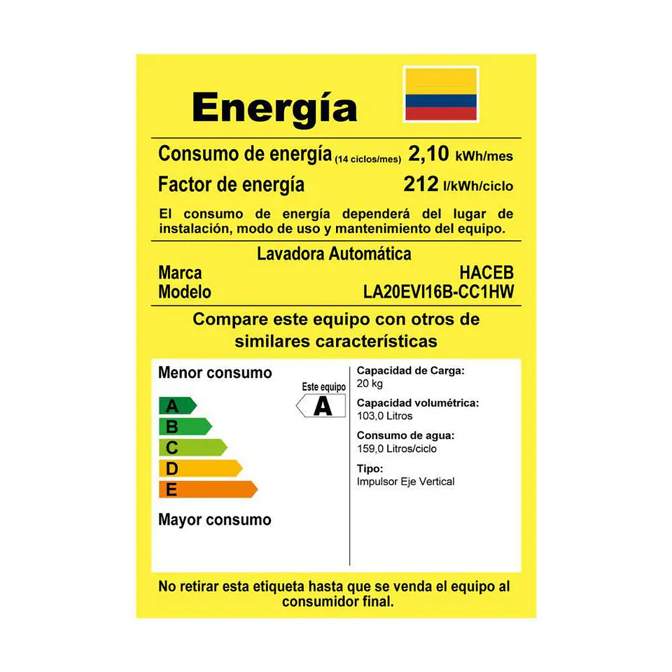 Lavadora HACEB Carga Superior 20 kg (44lb) 9002543 4