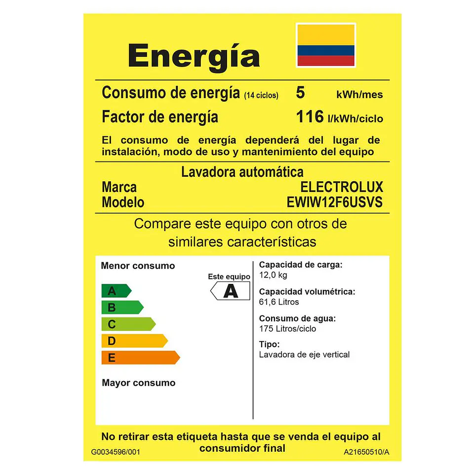Lavadora ELECTROLUX Carga Superior 12 kg (26 lb) EWIW12F6USVS 5