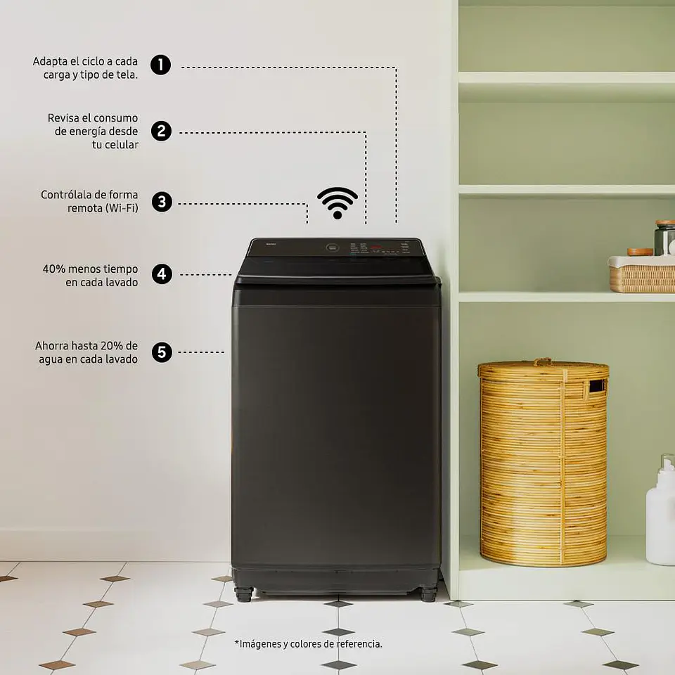 Lavadora SAMSUNG Carga Superior 17 kg (37 lb) WA80F17S8BCO 4