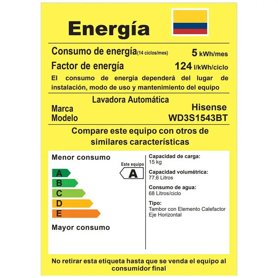 Lavadora Secadora HISENSE Eléctrica 15 Kg Lavado / 10 kg secado WD3S1543BT WD3S1543BT Titanium Gray 8