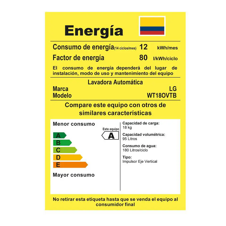 Lavadora C Superior 18 k Negra LG Carga Superior 18 kg (40 lb) WT18OVTB.ANBECOL 7