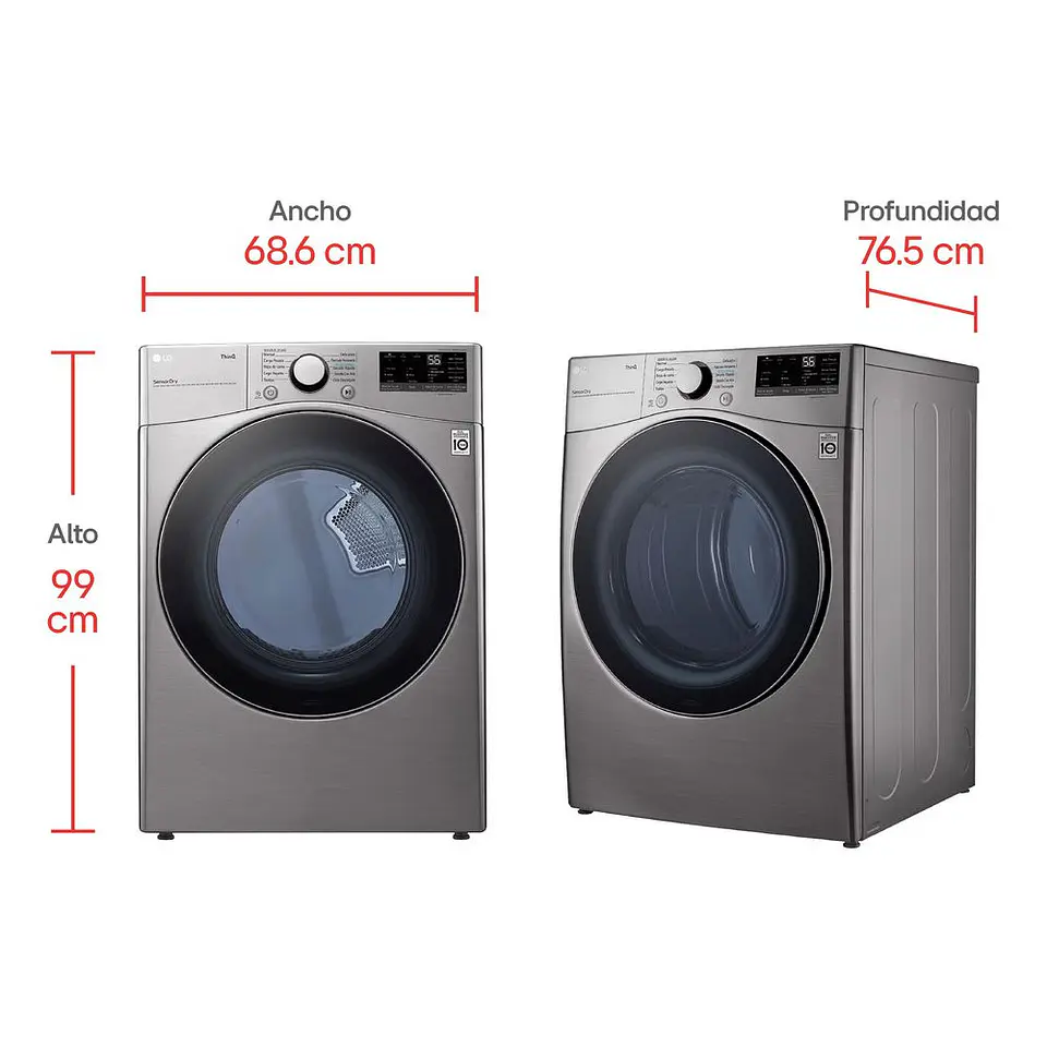 Secadora Carga Frontal 22kg/48lbs LG Gas 22 Kg DF22VV2R.ASSECOL DF22VV2R.ASSECOL Gris 6