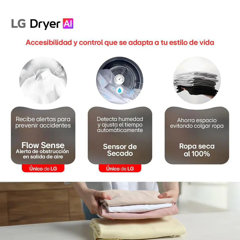 Secadora Carga Frontal 22kg/48lbs LG Gas 22 Kg DF22BFXS6BK.ABLECOL DF22BFXS6BK.ABLECOL Negra 2