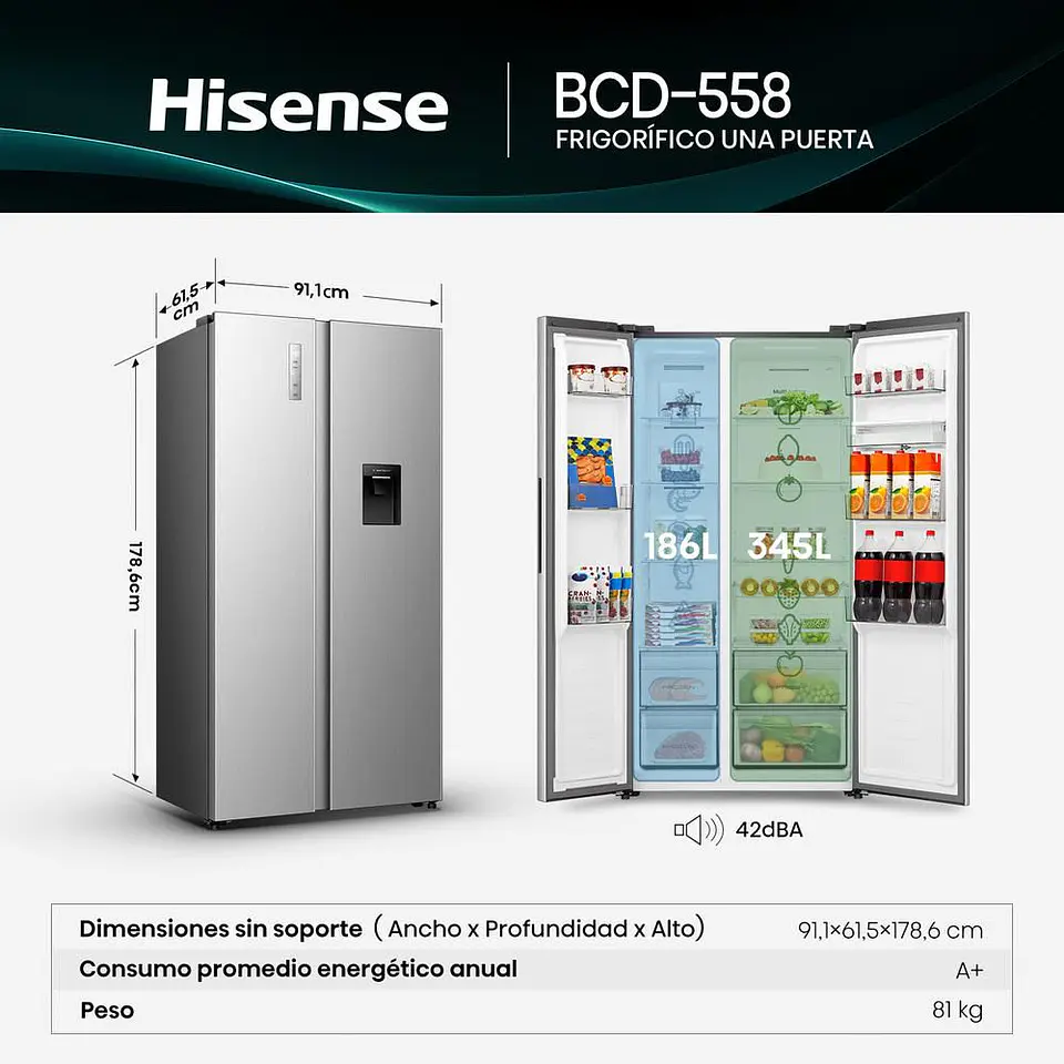 Nevecon HISENSE Side By Side 541 Litros BCD558W BCD558 Silver 5