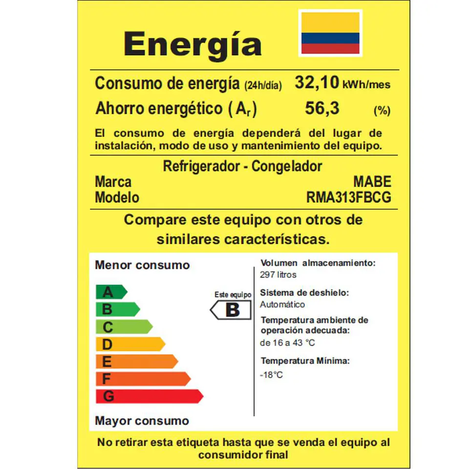 Nevera MABE Congelador Superior 297 Litros Netos RMA313FBCG RMA313FBCG Grafito 6