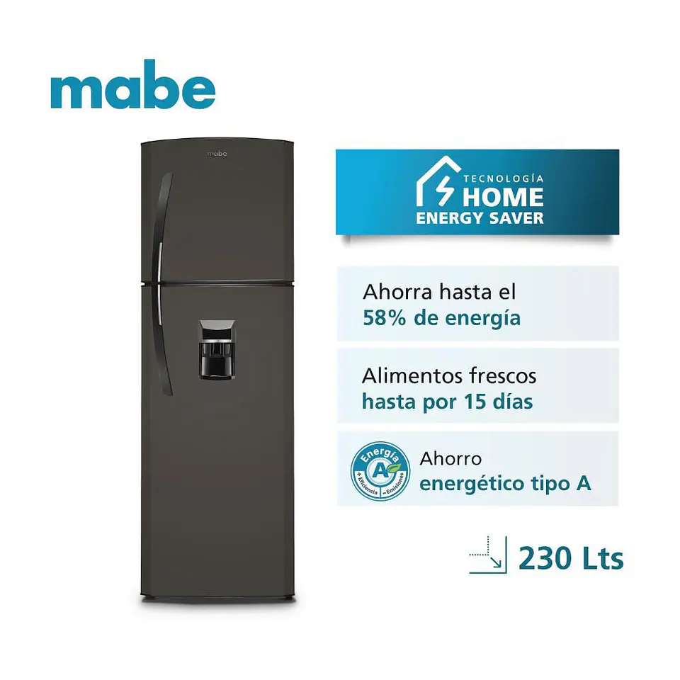 Nevera MABE No Frost Congelador Superior 230 Litros Netos RMA247FJCG RMA247FJCG Grafito 3