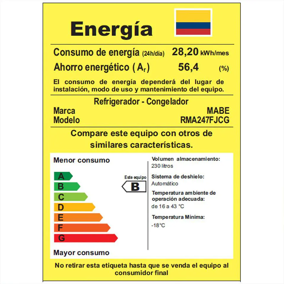 Nevera MABE No Frost Congelador Superior 230 Litros Netos RMA247FJCG RMA247FJCG Grafito 5